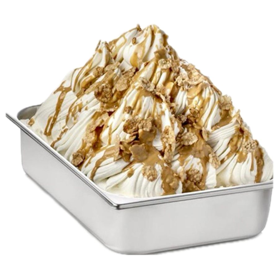 Hazelnut topping on gelato tray
